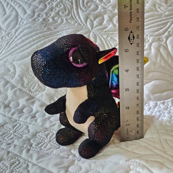 Ty Beanie Babies Anora Rainbow Winged Black Sparkly Dragon Plush Toy 2018 - Picture 8 of 8
